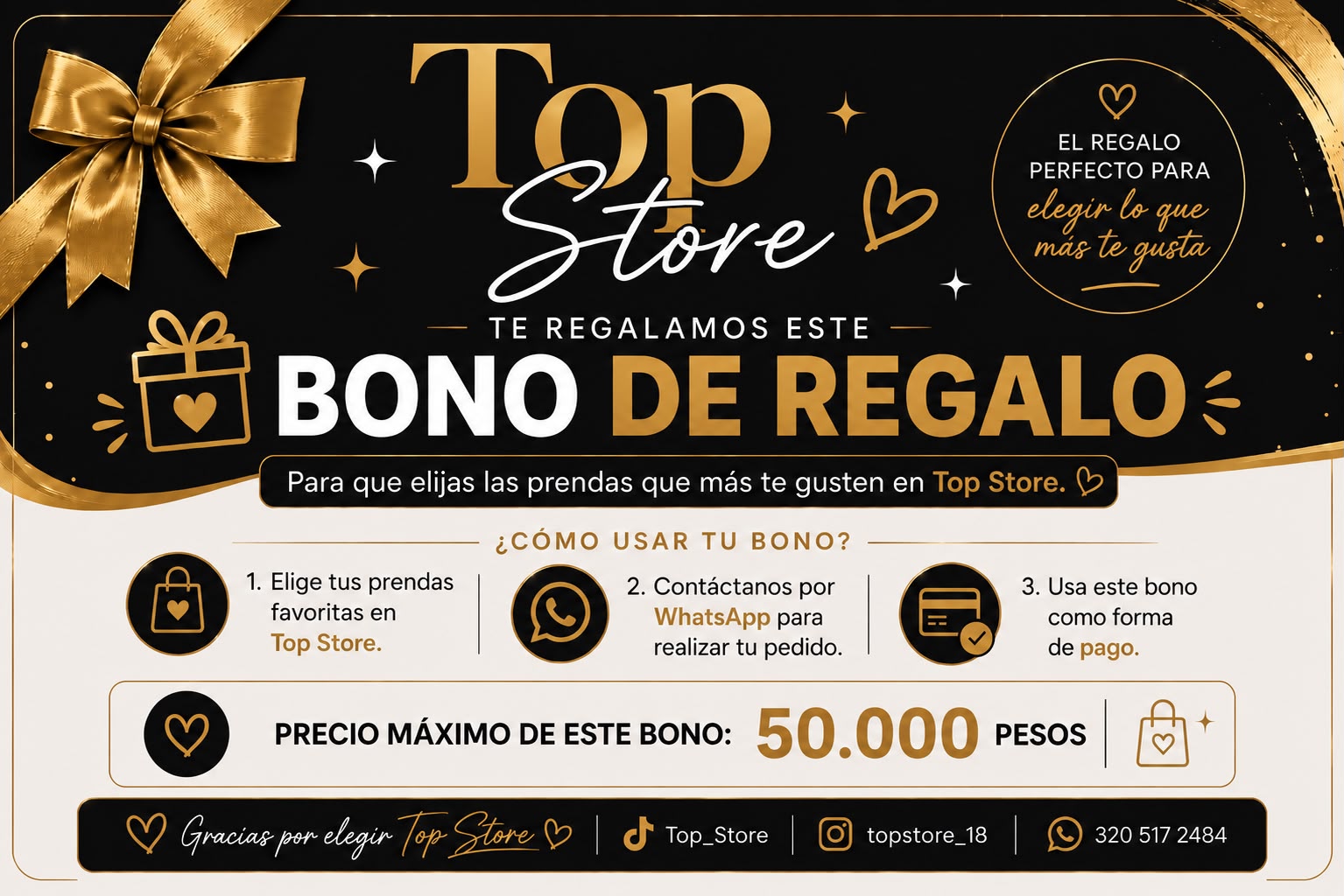 Tarjeta regalo TOPSTORE: $50.000 COP